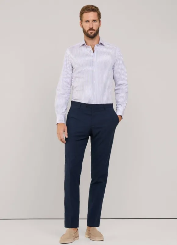regular fit seersucker trousers