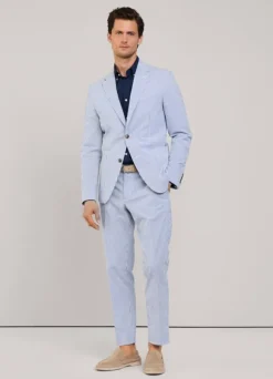 regular fit seersucker trousers