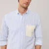 regular fit striped cotton linen shirt