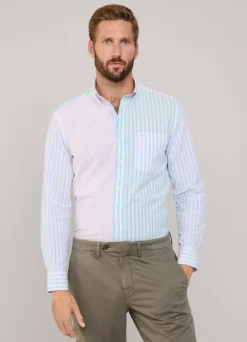 regular fit striped cotton linen shirt