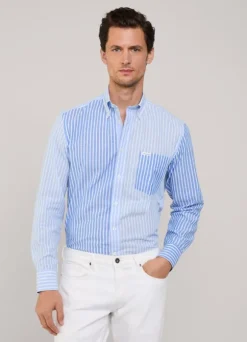 regular fit striped cotton linen shirt