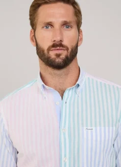 regular fit striped cotton linen shirt