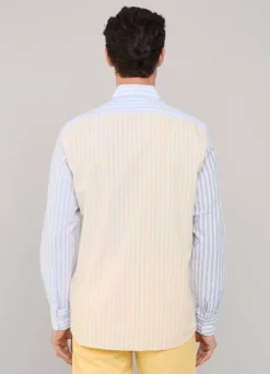 regular fit striped cotton linen shirt