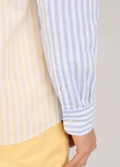 regular fit striped cotton linen shirt