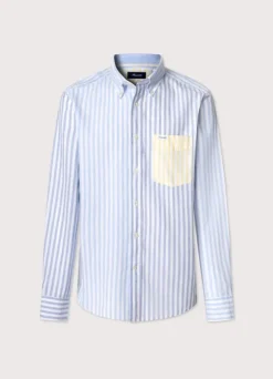 regular fit striped cotton linen shirt