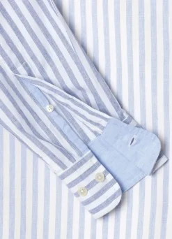 regular fit striped cotton linen shirt