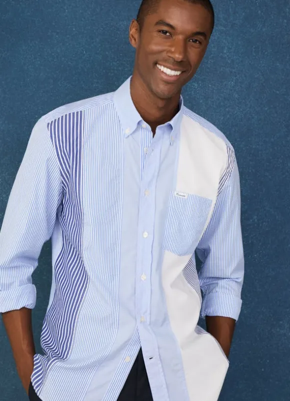 regular fit striped poplin shirt
