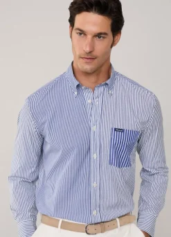 regular fit striped poplin shirt