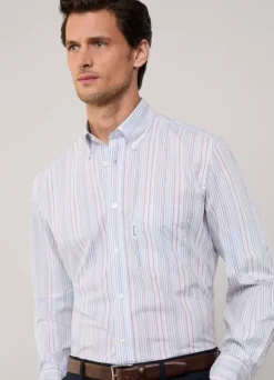 regular fit striped poplin shirt