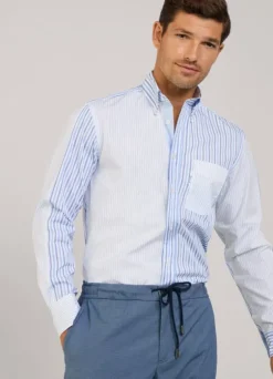 regular fit striped poplin shirt