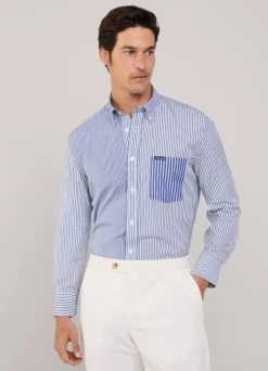 regular fit striped poplin shirt