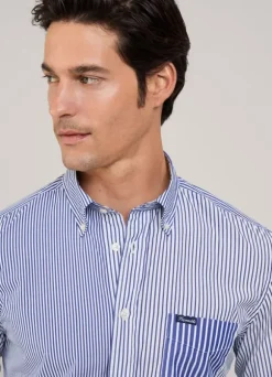 regular fit striped poplin shirt