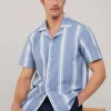 regular fit wide striped chambray shirt