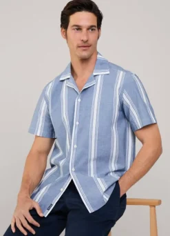 regular fit wide striped chambray shirt