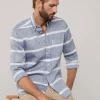 regular fit wide striped linen shirt