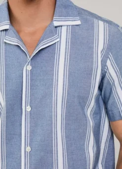 regular fit wide striped chambray shirt