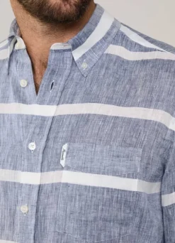 regular fit wide striped linen shirt