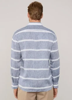 regular fit wide striped linen shirt