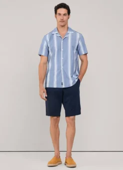 regular fit wide striped chambray shirt