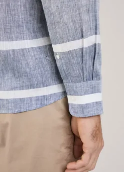 regular fit wide striped linen shirt