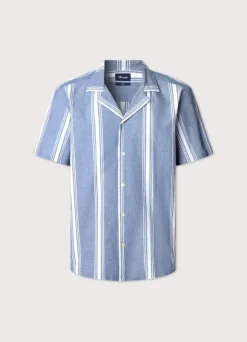 regular fit wide striped chambray shirt
