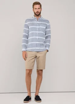 regular fit wide striped linen shirt