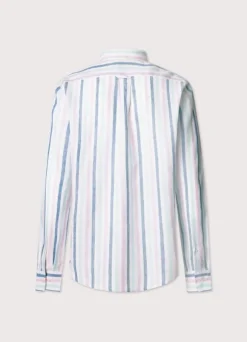 regular fit wide striped linen shirt