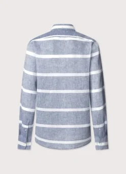 regular fit wide striped linen shirt