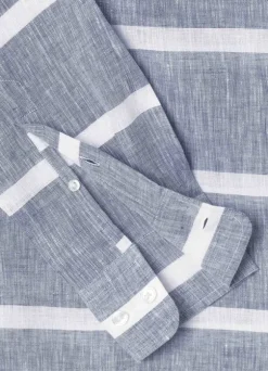 regular fit wide striped linen shirt