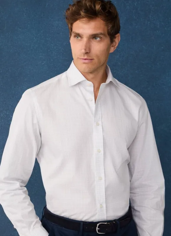 regular fit windowpane poplin shirt