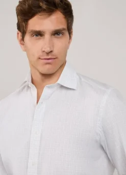 regular fit windowpane poplin shirt