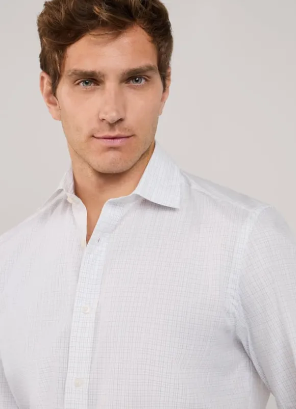 regular fit windowpane poplin shirt