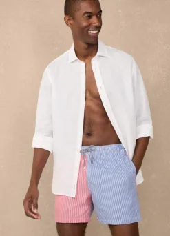 striped seersucker swim shorts