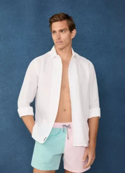striped seersucker swim shorts