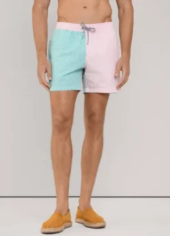 striped seersucker swim shorts