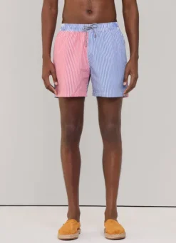 striped seersucker swim shorts