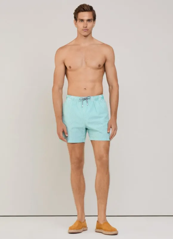 striped seersucker swim shorts