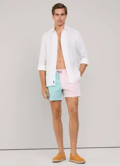 striped seersucker swim shorts