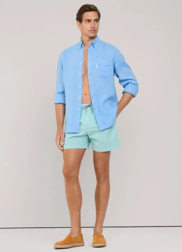 striped seersucker swim shorts