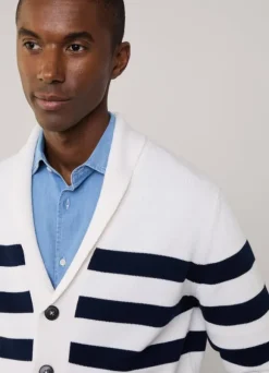 striped shawl collar cardigan