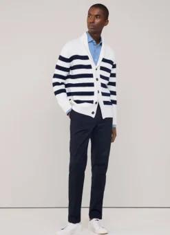 striped shawl collar cardigan