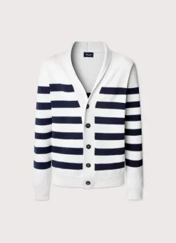 striped shawl collar cardigan