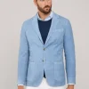 wool linen blazer with patch pockets