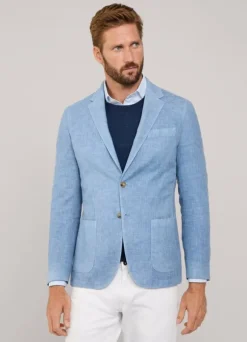 wool linen blazer with patch pockets