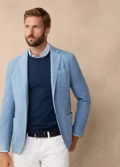 wool linen blazer with patch pockets