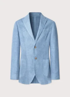 wool linen blazer with patch pockets
