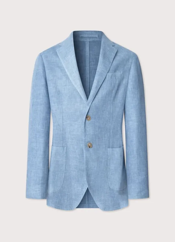 wool linen blazer with patch pockets