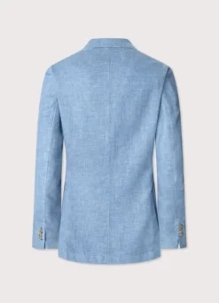wool linen blazer with patch pockets