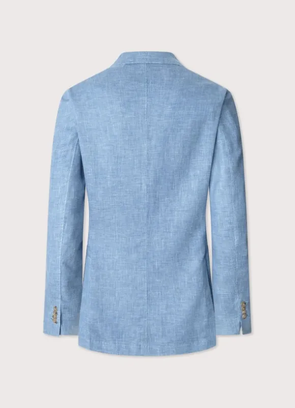 wool linen blazer with patch pockets